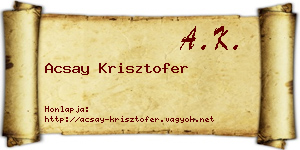 Acsay Krisztofer névjegykártya
